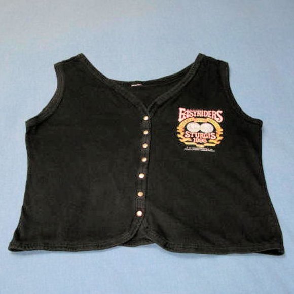 EASYRIDERS 1995 STURGIS CROP TOP MEDIUM, BLACK, GOLD, VINTAGE - Picture 1 of 2